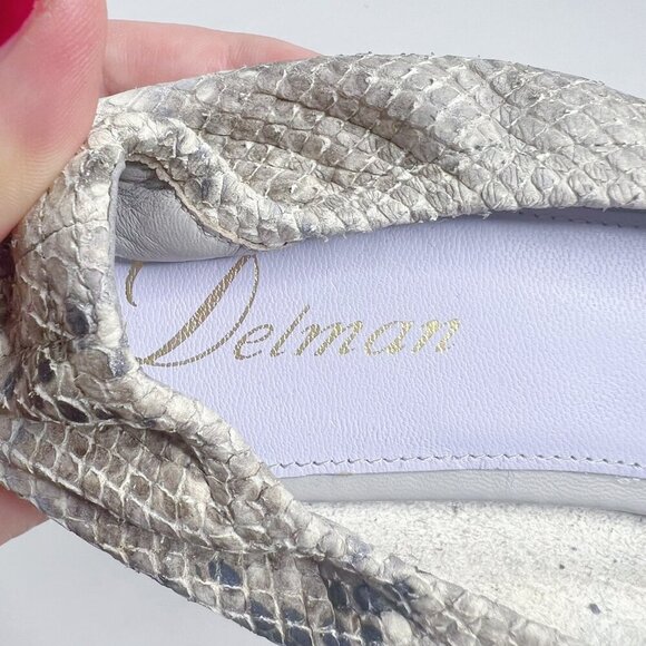 Delman Snakeskin Snake Print Ballet Flats Leather Loafers Women's Size 8.5 - Picture 4 of 7